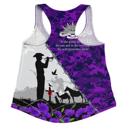 Australia Women Racerback Singlet Anzac Day Two Sides Of Service Purple Poppy Remembrance