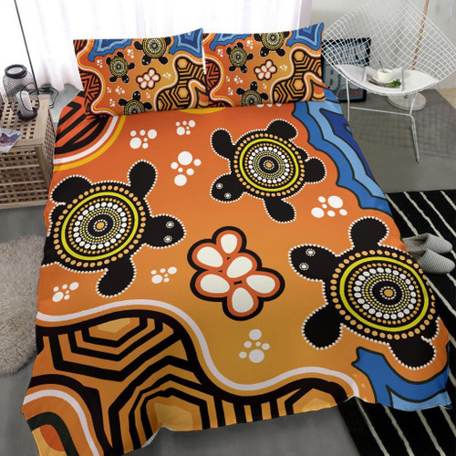 Australia Aboriginal Inspired Bedding Set - Indigenous Turtles Art Patterns Australia Aboriginal Inspired Bedding Set - Indigenous Turtles Art Patterns
