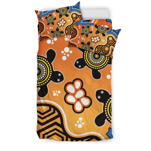 Australia Aboriginal Inspired Bedding Set - Indigenous Turtles Art Patterns Australia Aboriginal Inspired Bedding Set - Indigenous Turtles Art Patterns
