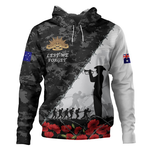 Australia Hoodie Anzac Day Poppy And Barbed Wire Of Service