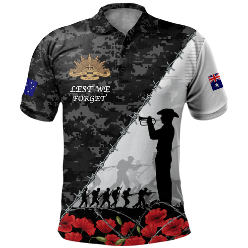 Australia Polo Shirt Anzac Day Poppy And Barbed Wire Of Service