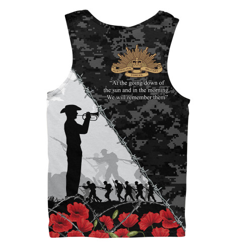 Australia Men Singlet Anzac Day Poppy And Barbed Wire Of Service