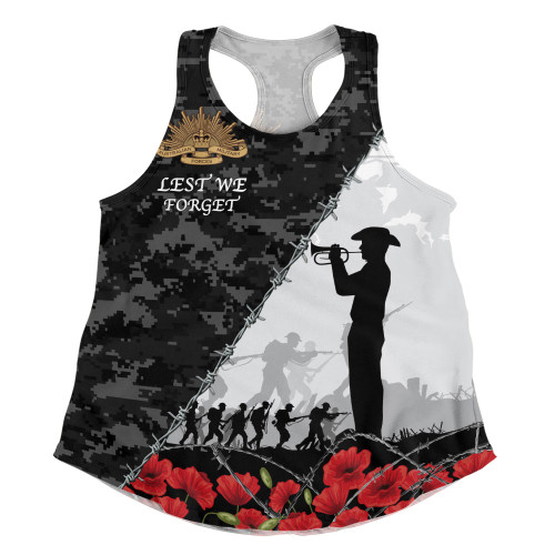 Australia Women Racerback Singlet Anzac Day Poppy And Barbed Wire Of Service