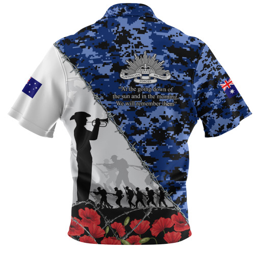 Australia Zip Polo Shirt Anzac Day Poppy And Barbed Wire Of Service
