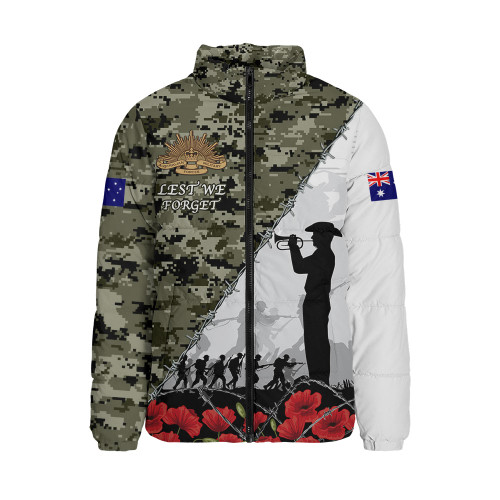Australia Padded Jacket Anzac Day Poppy And Barbed Wire Of Service