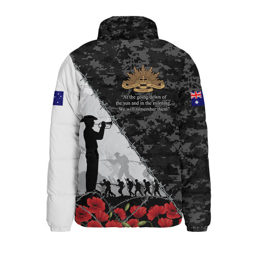 Australia Padded Jacket Anzac Day Poppy And Barbed Wire Of Service