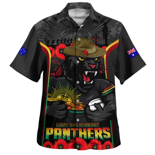 Penrith Panthers Hawaiian Shirt Lest We Forget In Honor And Remembrance