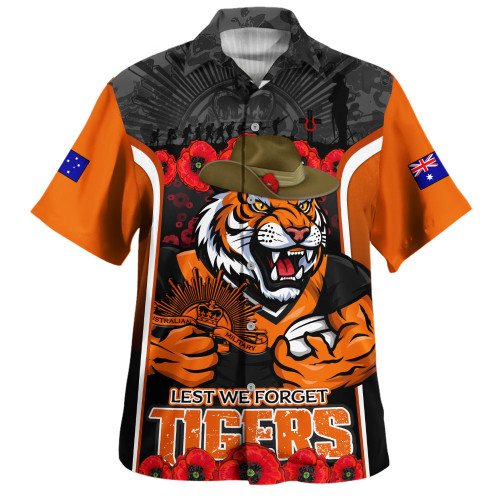 Wests Tigers Hawaiian Shirt Lest We Forget In Honor And Remembrance