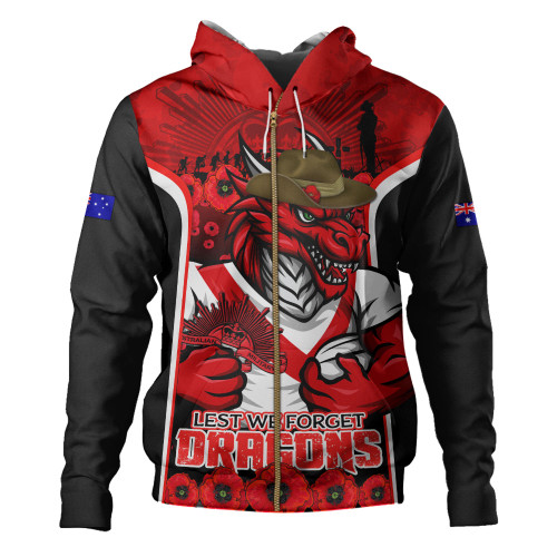St. George Illawarra Dragons Hoodie Lest We Forget In Honor And Remembrance