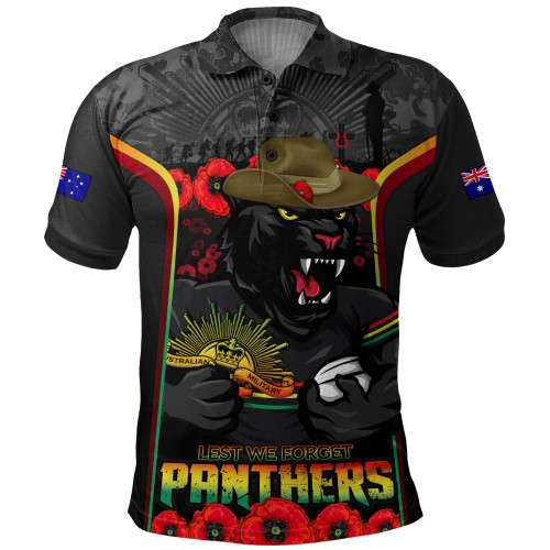 Penrith Panthers Polo Shirt Lest We Forget In Honor And Remembrance