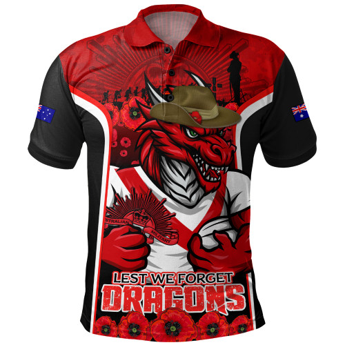 St. George Illawarra Dragons Polo Shirt Lest We Forget In Honor And Remembrance