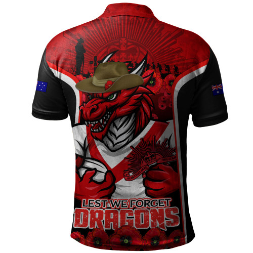 St. George Illawarra Dragons Polo Shirt Lest We Forget In Honor And Remembrance