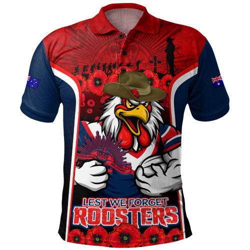 Sydney Roosters Polo Shirt Lest We Forget In Honor And Remembrance