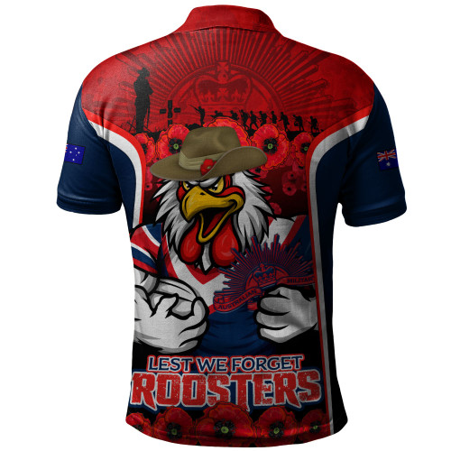 Sydney Roosters Polo Shirt Lest We Forget In Honor And Remembrance