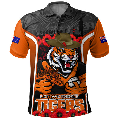 Wests Tigers Polo Shirt Lest We Forget In Honor And Remembrance