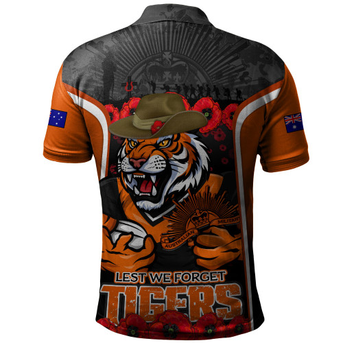 Wests Tigers Polo Shirt Lest We Forget In Honor And Remembrance