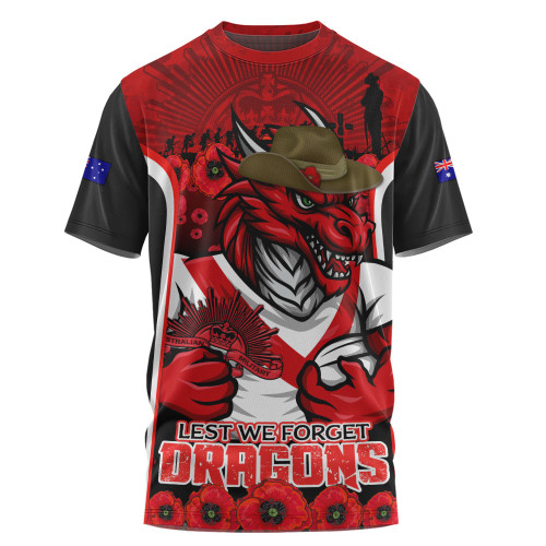 St. George Illawarra Dragons T-Shirt Lest We Forget In Honor And Remembrance