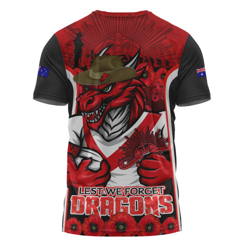 St. George Illawarra Dragons T-Shirt Lest We Forget In Honor And Remembrance