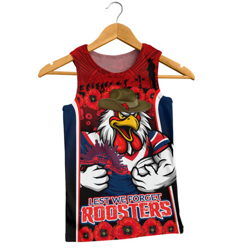 Sydney Roosters Men Singlet Lest We Forget In Honor And Remembrance