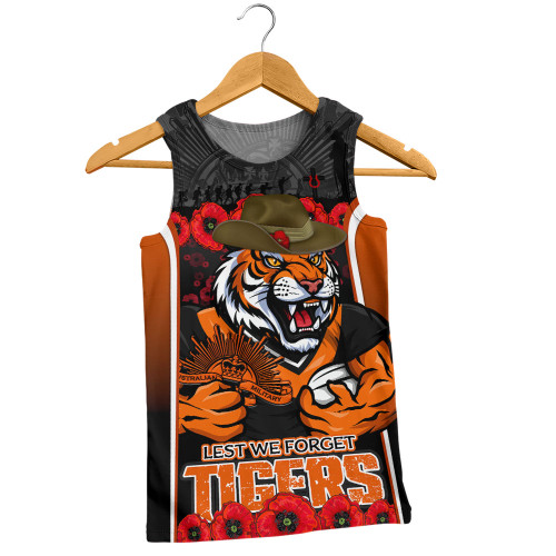 Wests Tigers Men Singlet Lest We Forget In Honor And Remembrance