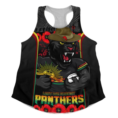Penrith Panthers Women Racerback Singlet Lest We Forget In Honor And Remembrance