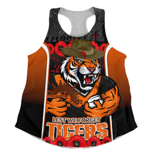 Wests Tigers Women Racerback Singlet Lest We Forget In Honor And Remembrance
