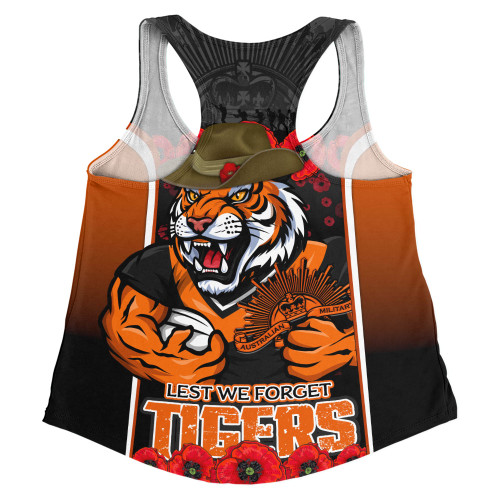 Wests Tigers Women Racerback Singlet Lest We Forget In Honor And Remembrance
