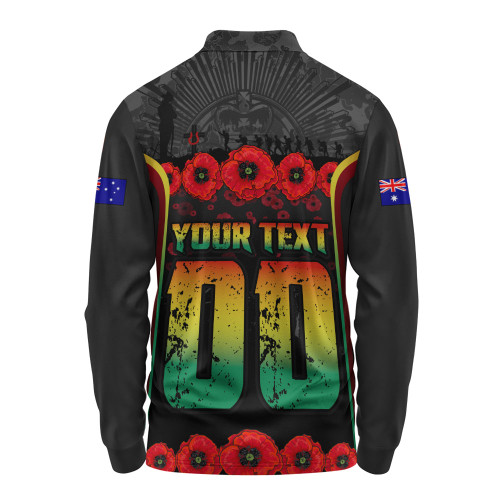 Penrith Panthers Long Sleeve Polo Shirt Lest We Forget In Honor And Remembrance