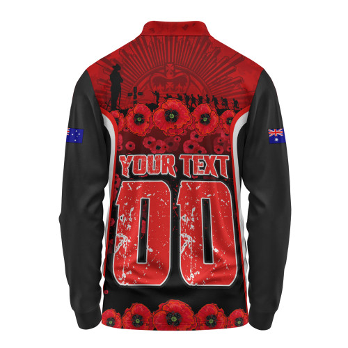 St. George Illawarra Dragons Long Sleeve Polo Shirt Lest We Forget In Honor And Remembrance