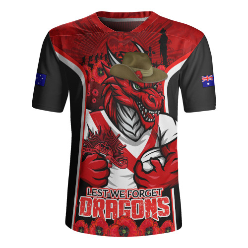 St. George Illawarra Dragons Rugby Jersey Lest We Forget In Honor And Remembrance