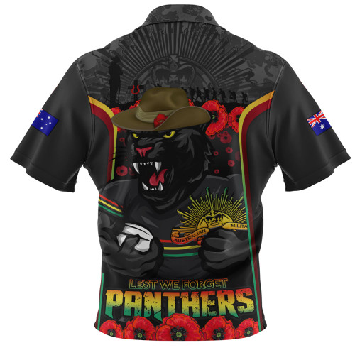Penrith Panthers Zip Polo Shirt Lest We Forget In Honor And Remembrance