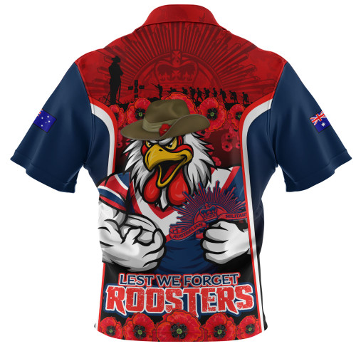 Sydney Roosters Zip Polo Shirt Lest We Forget In Honor And Remembrance