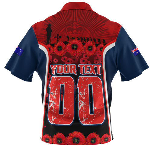 Sydney Roosters Zip Polo Shirt Lest We Forget In Honor And Remembrance