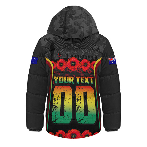 Penrith Panthers Hooded Padded Jacket Lest We Forget In Honor And Remembrance