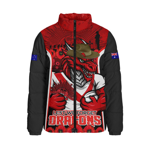 St. George Illawarra Dragons Padded Jacket Lest We Forget In Honor And Remembrance