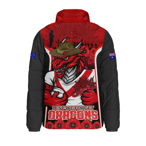 St. George Illawarra Dragons Padded Jacket Lest We Forget In Honor And Remembrance