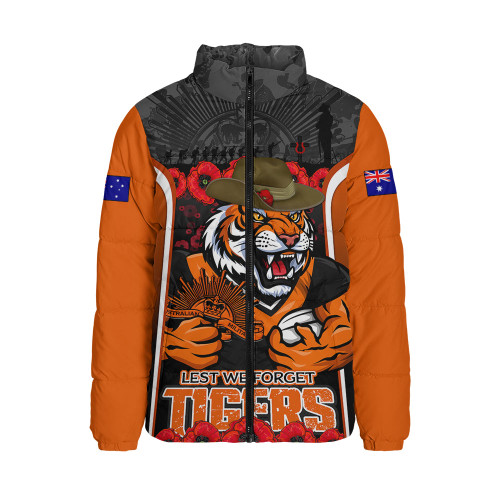 Wests Tigers Padded Jacket Lest We Forget In Honor And Remembrance