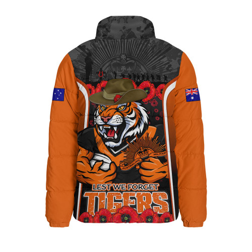 Wests Tigers Padded Jacket Lest We Forget In Honor And Remembrance