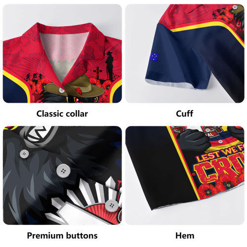 Adelaide Crows Hawaiian Shirt Lest We Forget In Eternal Honor And Duty