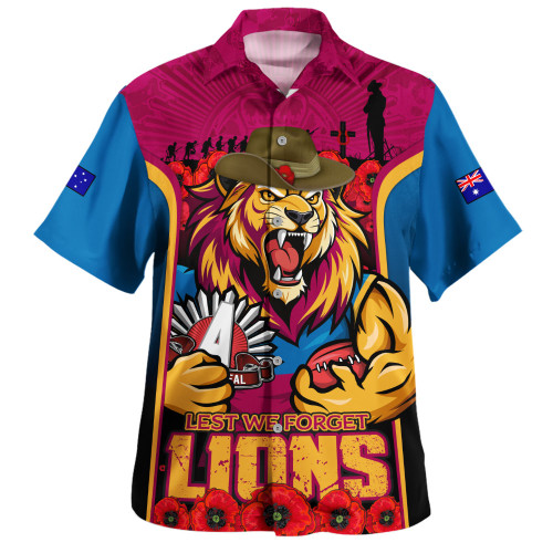 Brisbane Lions Hawaiian Shirt Lest We Forget In Eternal Honor And Duty