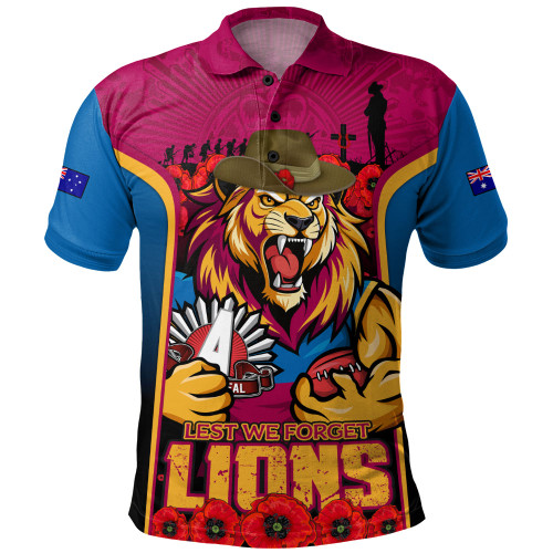 Brisbane Lions Polo Shirt Lest We Forget In Eternal Honor And Duty