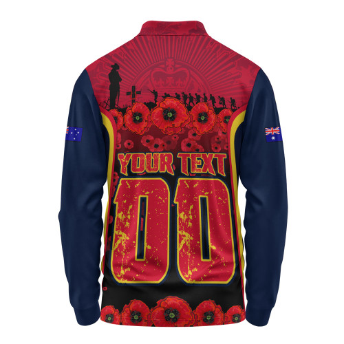 Adelaide Crows Long Sleeve Polo Shirt Lest We Forget In Eternal Honor And Duty