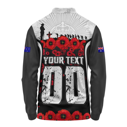 Collingwood Long Sleeve Polo Shirt Lest We Forget In Eternal Honor And Duty