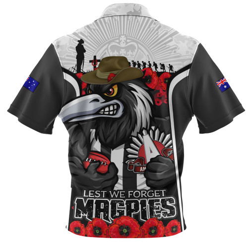 Collingwood Zip Polo Shirt Lest We Forget In Eternal Honor And Duty