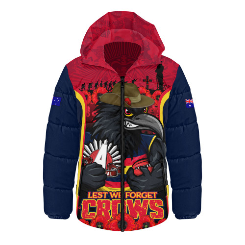 Adelaide Crows Hooded Padded Jacket Lest We Forget In Eternal Honor And Duty