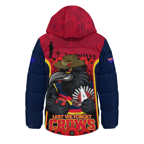 Adelaide Crows Hooded Padded Jacket Lest We Forget In Eternal Honor And Duty