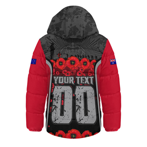 Essendon Hooded Padded Jacket Lest We Forget In Eternal Honor And Duty