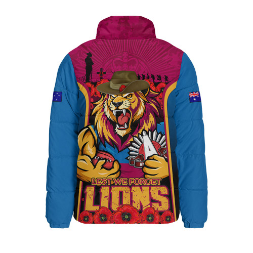 Brisbane Lions Padded Jacket Lest We Forget In Eternal Honor And Duty