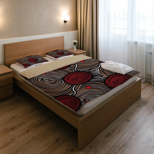 Australia Aboriginal Bedding Set - Indigenous Symbol Dot Painting Art Ver 11