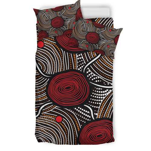 Australia Aboriginal Bedding Set - Indigenous Symbol Dot Painting Art Ver 11